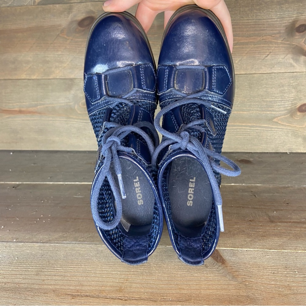 Sorel major womens size 6 shoes blue patent leather mesh ankle boots - Picture 6 of 8